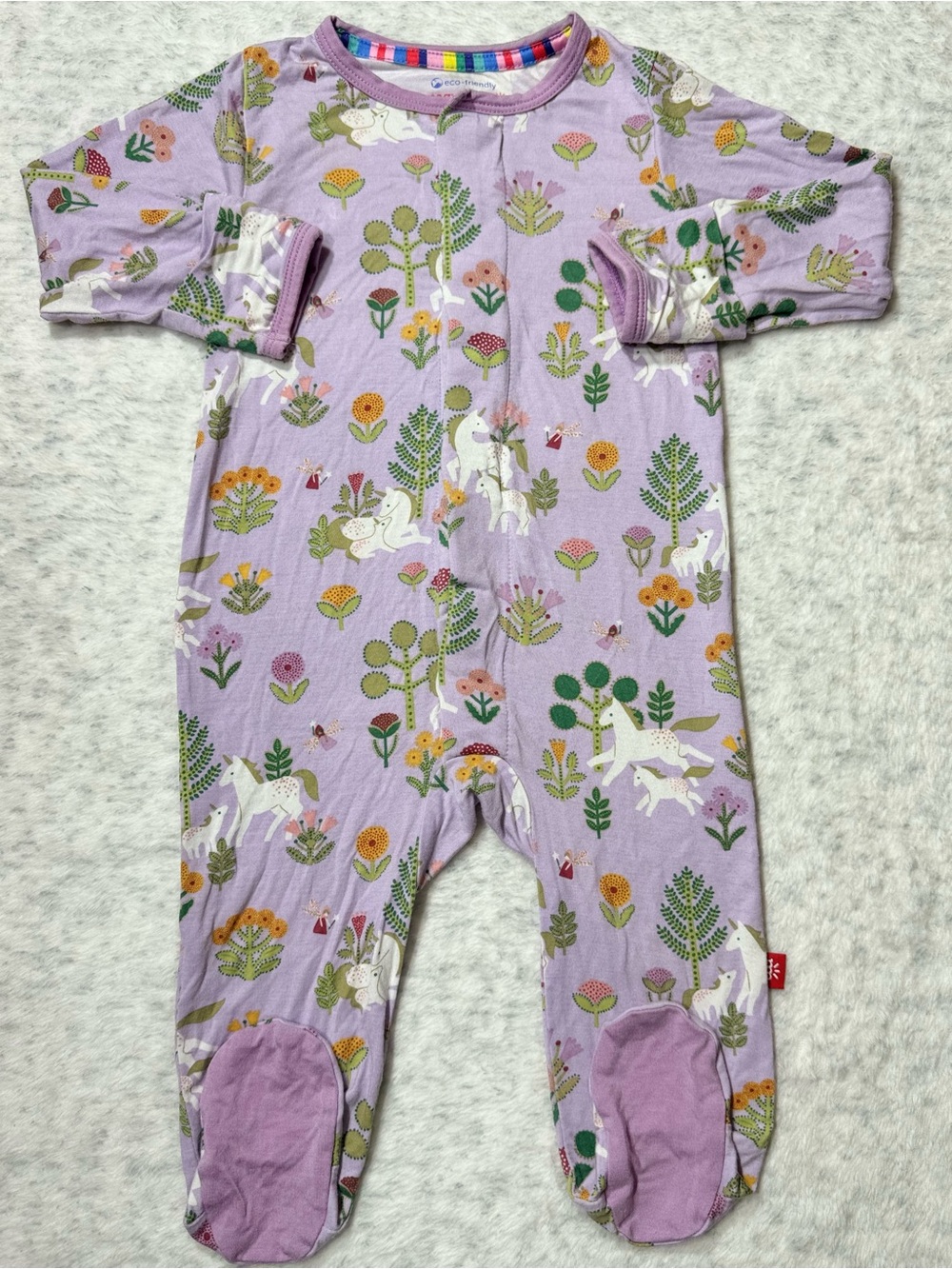 Magnetic Me Lavender Unicorn Meadow Footie Sleeper 3-6M Baby Girl Modal Purple